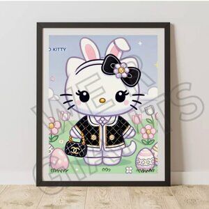 Chanel Easter Day Hello Kitty Art Print 11x14- Easter Sunday Vibes, Fashion, Art